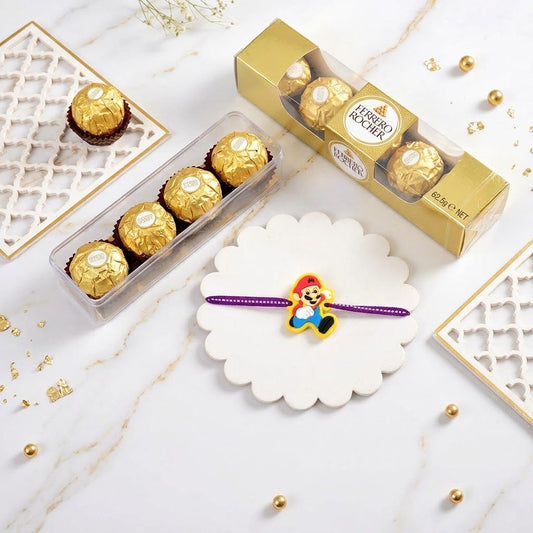 Mario Adventure Rakhi With Ferrero Rocher Chocolate