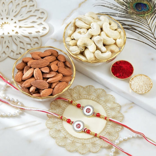 Punjabi Royale Twin Rakhi With Almonds & Cashews