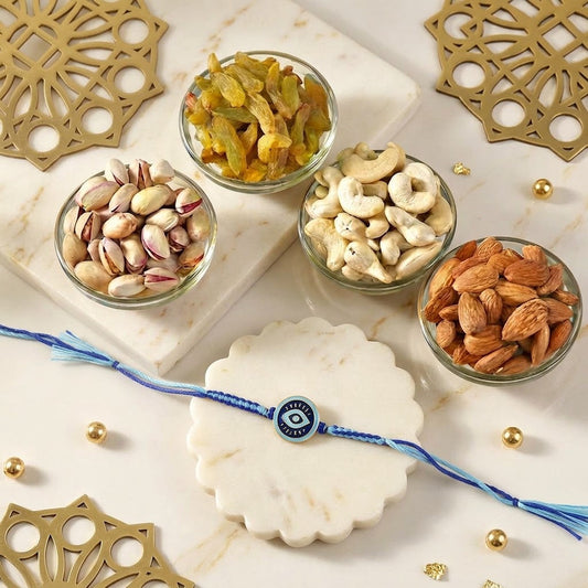 Protective Evil Eye Rakhi Dry Fruit & Nut Hamper