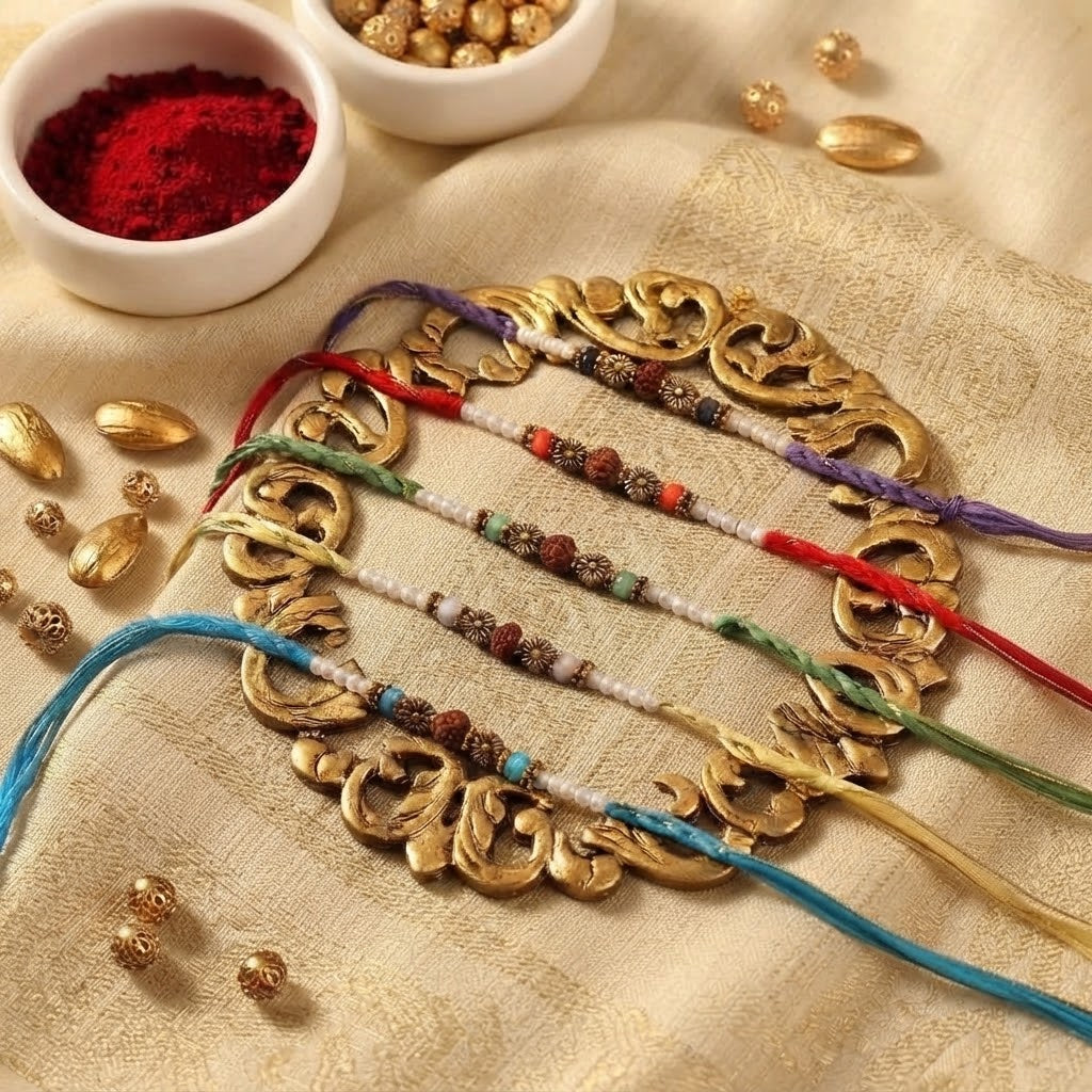 Elegant Rudraksha 5 Set Rakhi