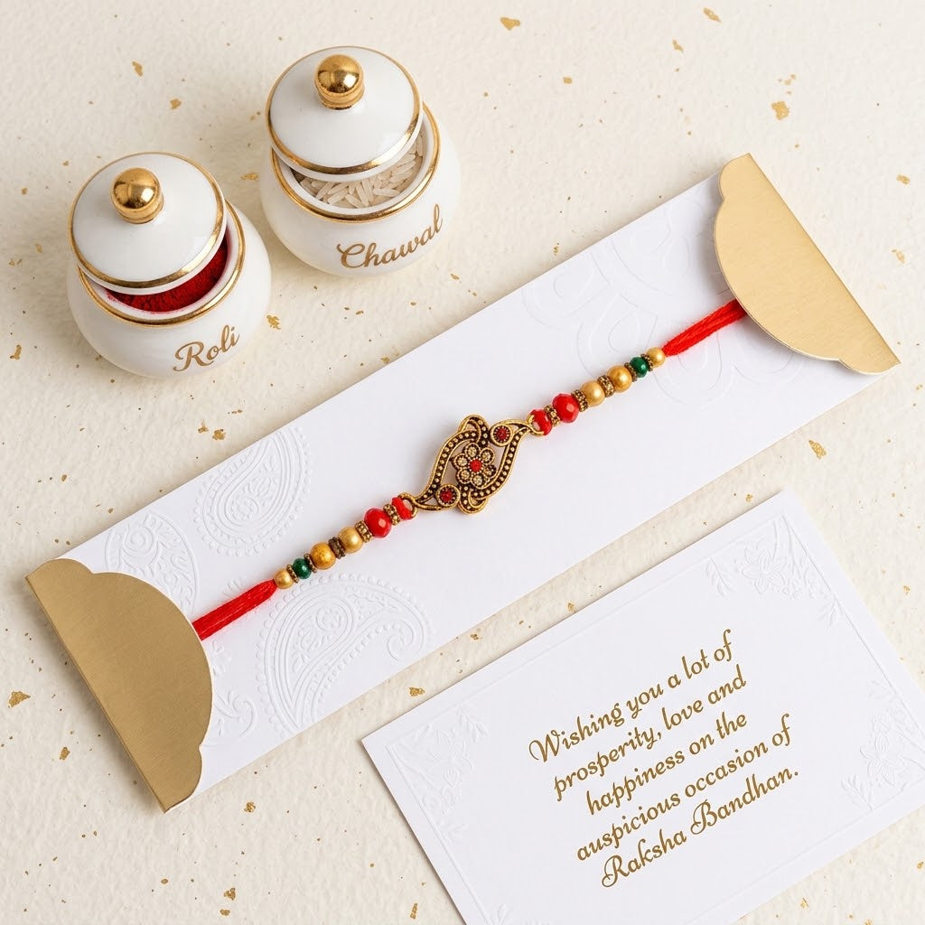 Golden Floral Elegance Rakhi