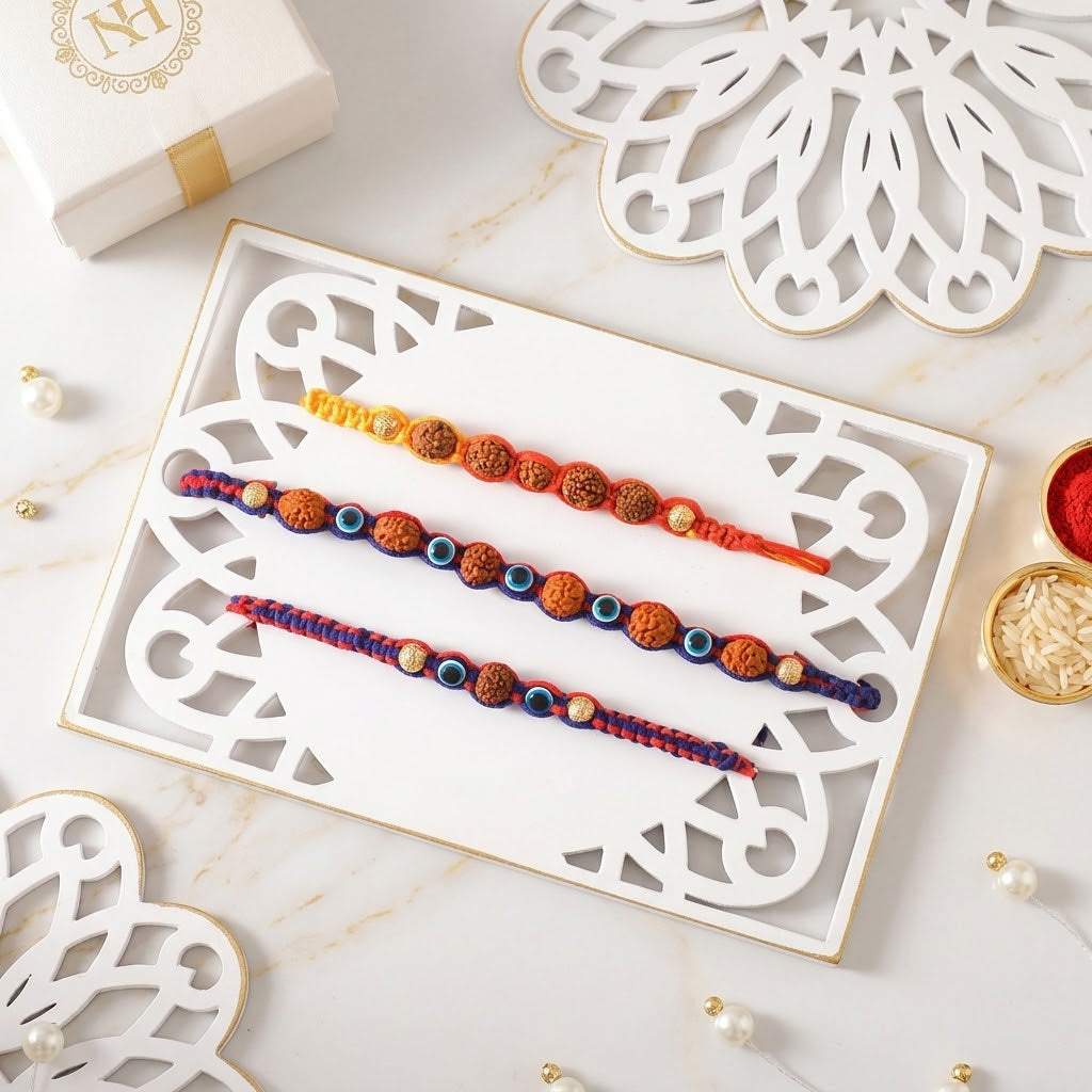 Rudraksha Heritage Rakhi Trio