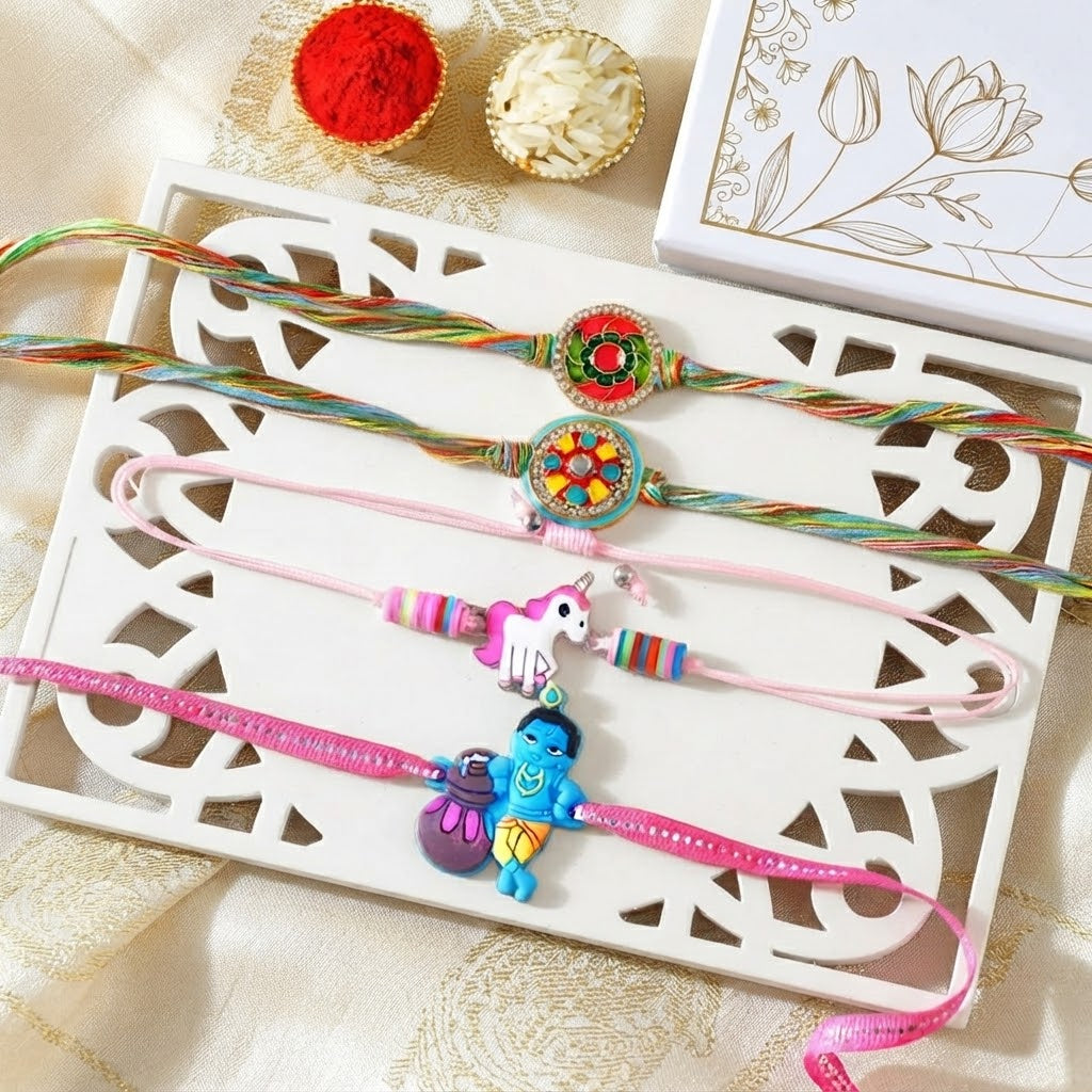 Set of 4 Festive Family Rakhi Set