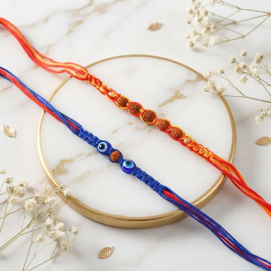 Twin Set Hand Crafted Rudraksha Heritage Rakhi