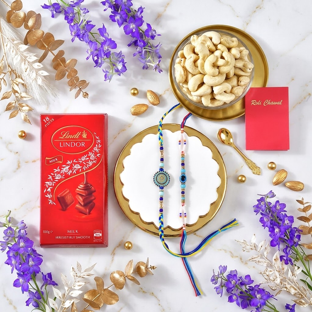 Royal Raja Rani Rakhi Chocolate & Nut Set