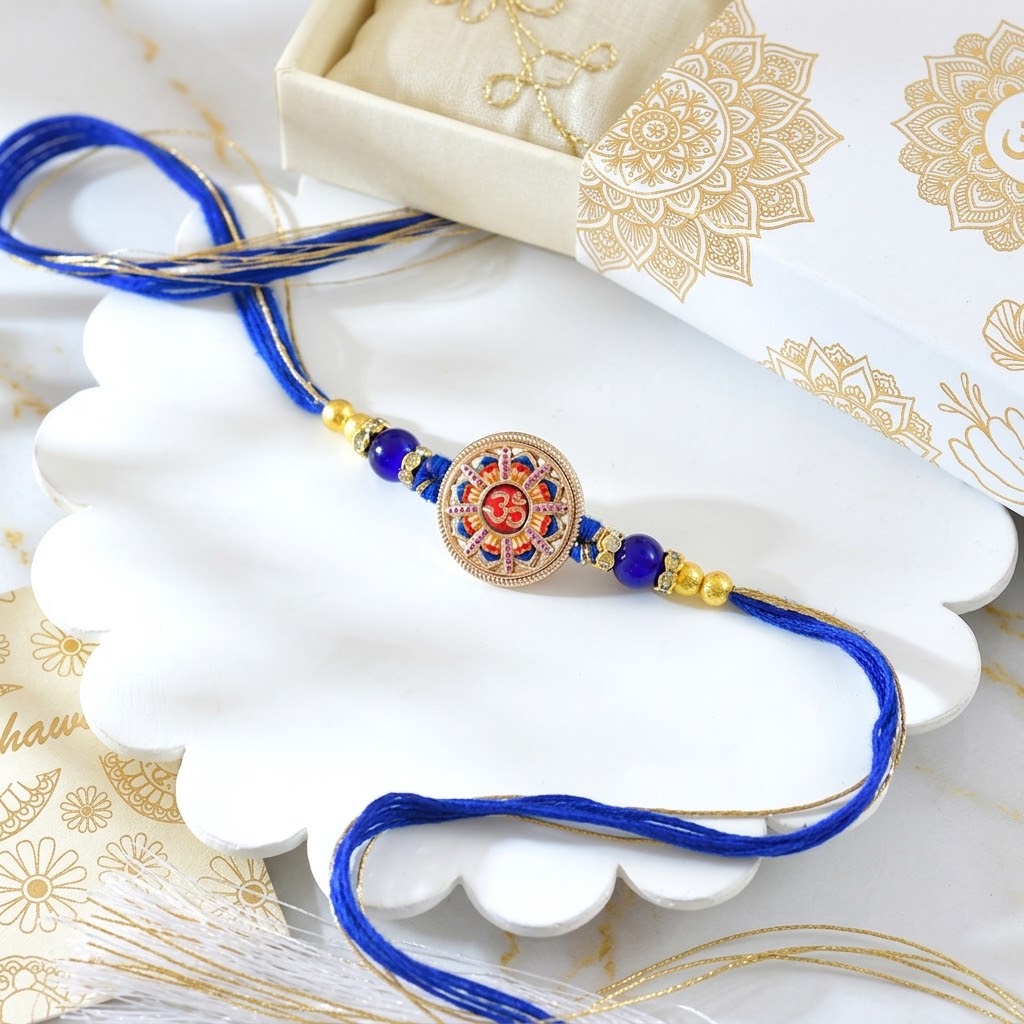 Sacred Om Vinayak Ganesha Rakhi with Gulabjamun