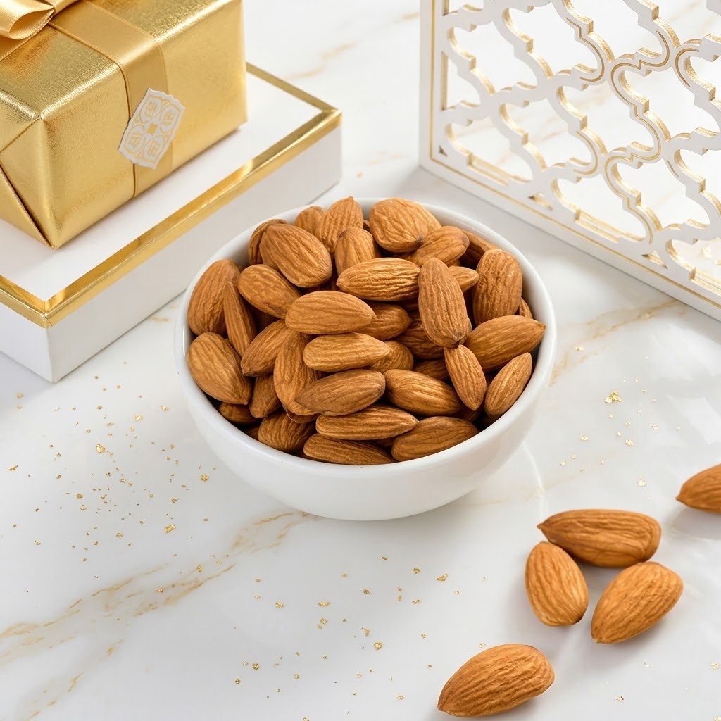 Elegant Golden Green Bhaiya Bhabhi Rakhi With Lindt Chocolate & Almonds