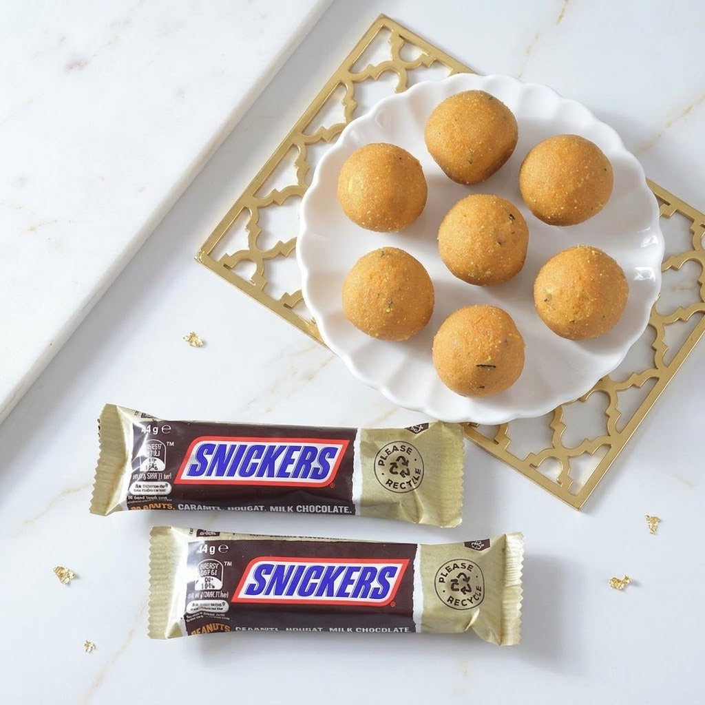 Adorable Panda Rakhi Gift Set with Snicker Chocolate & Besan Laddoo