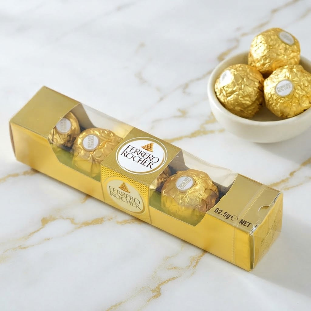 Set of 2 Modern Rakhi With Besan Laddu & Ferrero Rocher