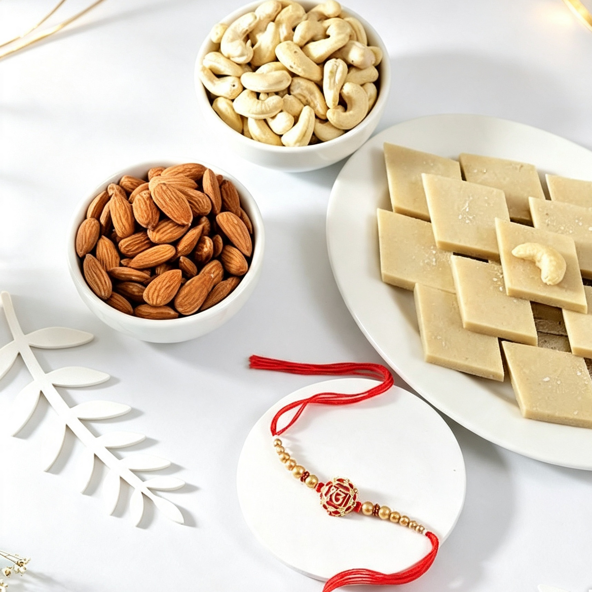 Unified Ek Onkar Rakhi with Sweet & Nut Hamper