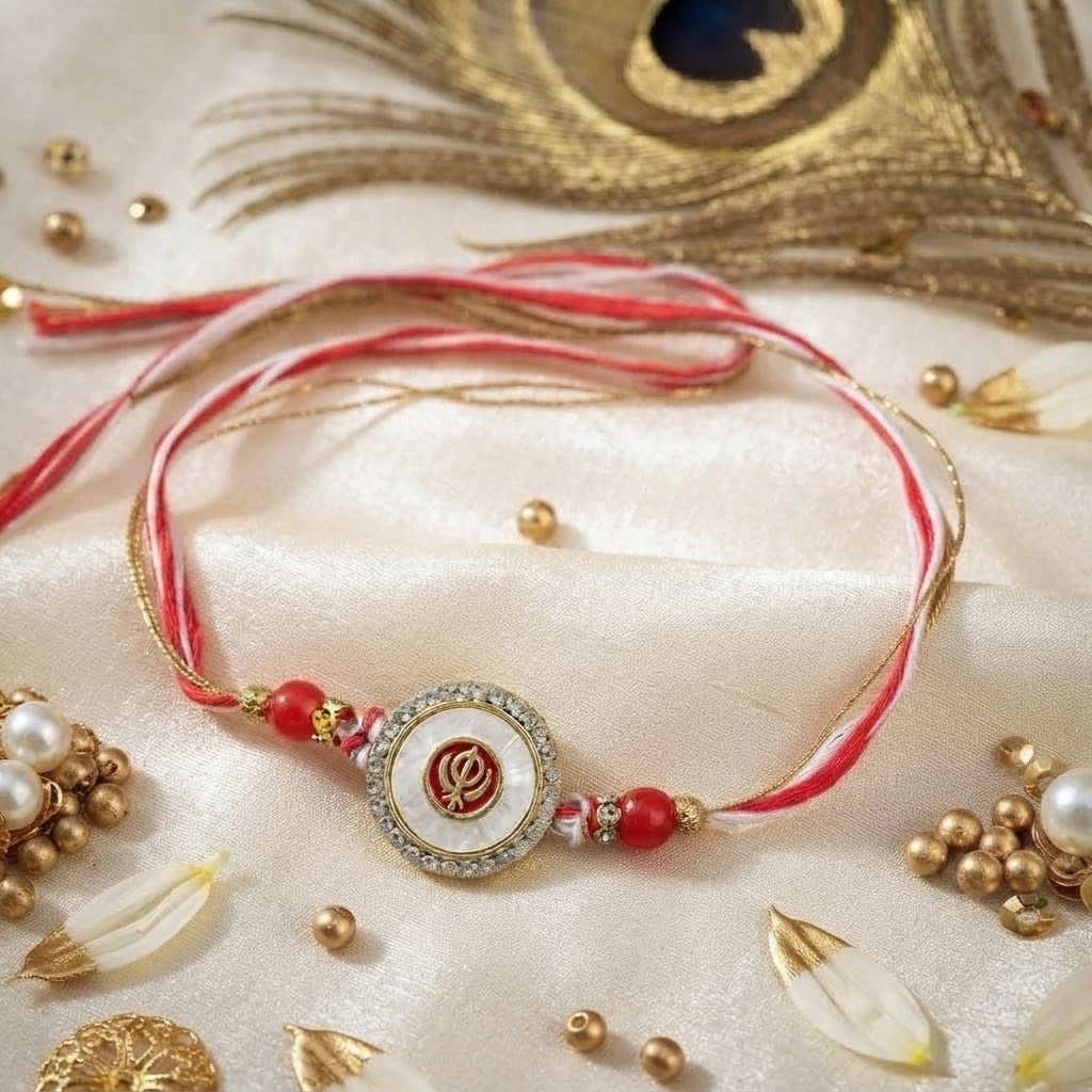 Holy Khanda Sahib Rakhi With Kaju Katli Sweet
