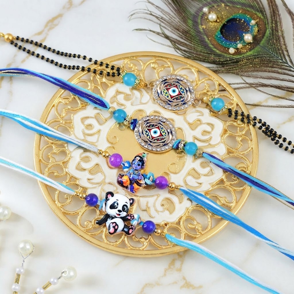 Togetherness Rakhi Set For Bhaiya, Bhabhi & Kids with Toblerone Chocolate