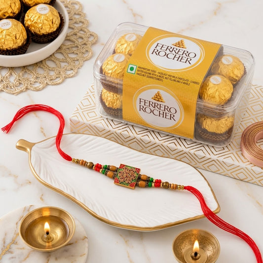 Royal Rajasthani Heritage Rakhi With Ferrero Rocher