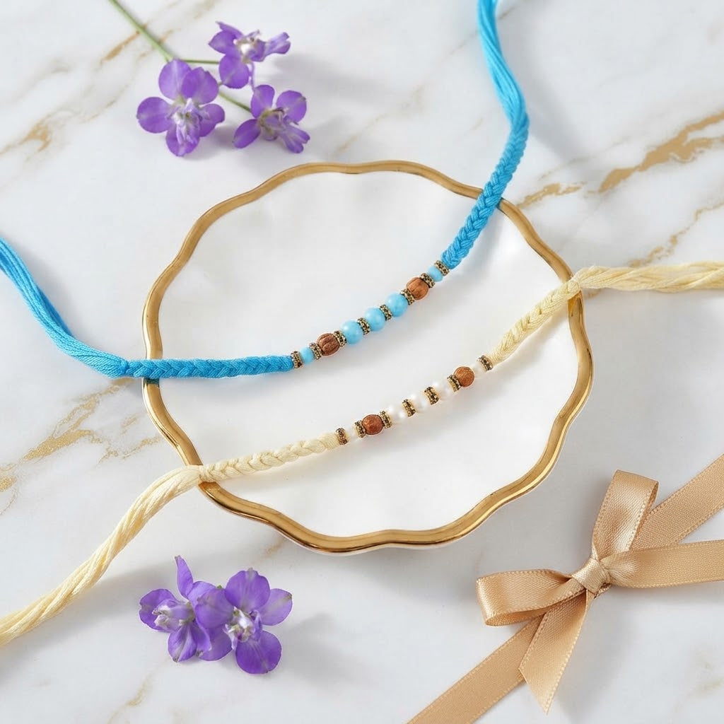 Handcrafted Rakhi Duo Traditional Sweet Hamper