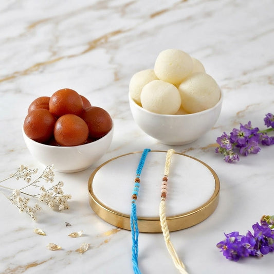 Handcrafted Rakhi Duo Traditional Sweet Hamper