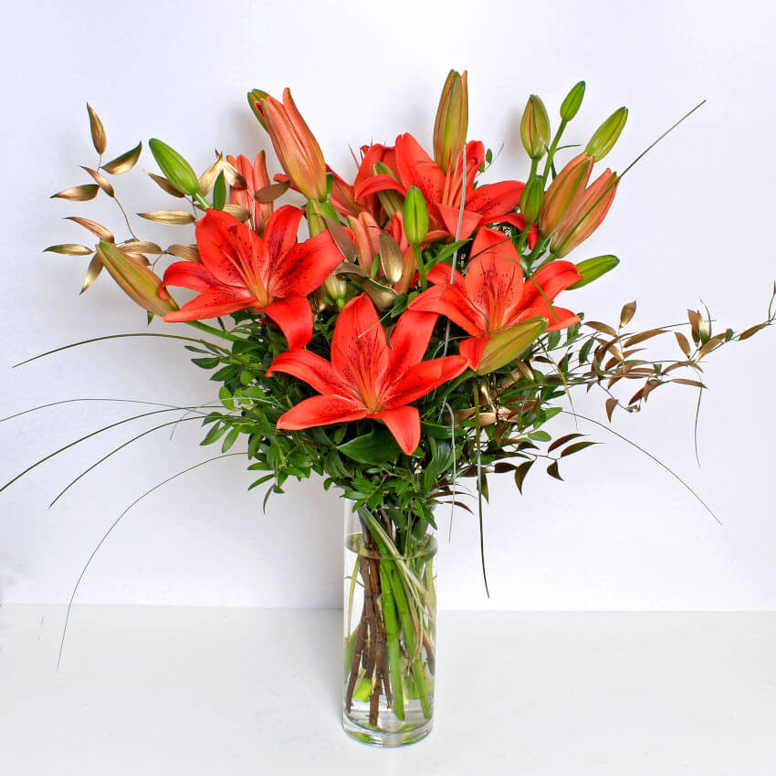 FESTIVE RED LILIES