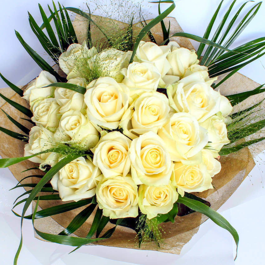 LUXURY TWO DOZEN WHITE ROSES