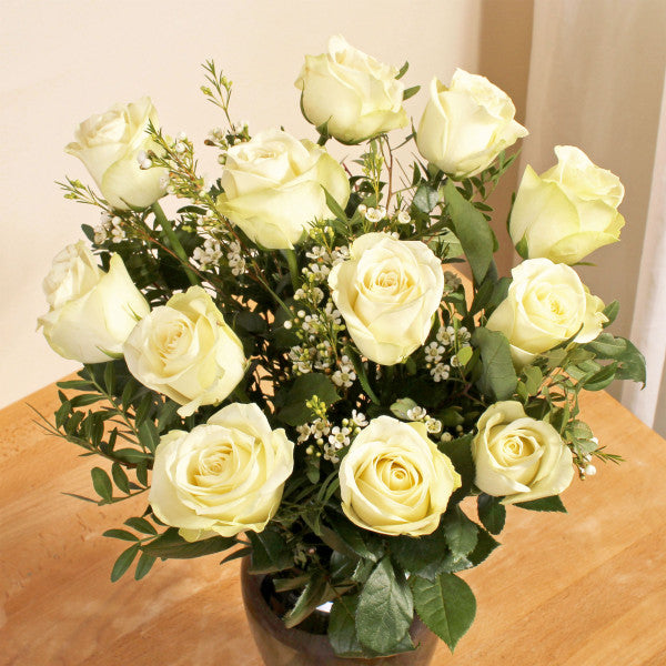 Luxury Dozen White Roses