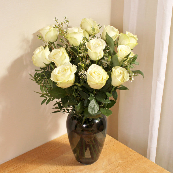 Luxury Dozen White Roses